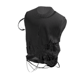Gray Y2K Distressed Strap Knit Top [PBR]