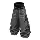 Gray Y2K Fishbone Baggy Skater Denim