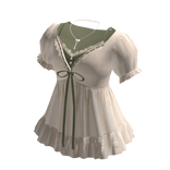 Coquette Puff Sleeve Babydoll Dress (Green)