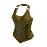Spiked Ring Strap Corset Top (Olive)