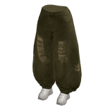 Ripped Balloon Jeans w/ Sneakers (Olive)