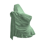 Draped Top with Bow and Ruffle Hem (Sage Green)