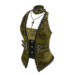 Studded Vest w/ Bandeau Top (Olive)