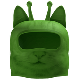 Green alien cat ski mask