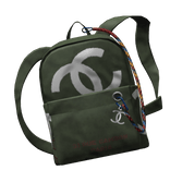 Green Chanel Canvas Graffiti Backpack