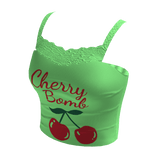 Green Cherry Crop Top Shirt