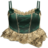 Green Cream Rose Corset Top