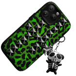 green emo leopard phone w/ charms