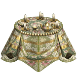 Green Floral Rococo Victorian Tea Table Top Skirt