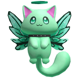 Green Flying Cat And Green Wings