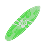 Green Hibiscus Surfboard - Waist 🌺