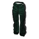 Green Leather & Fur Flared Pants