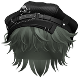 Green Messy Hair w/ Skull Punk Cap