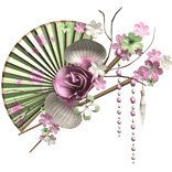 Green Pink White Floral Traditional Japanese Fan
