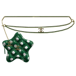 Green Polka Cstar Quilted Waist Bag Gold