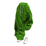 Green Print Half Raised Baggy Sweatpants w/ Shoes