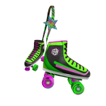 Green retro old school roller skates scene style