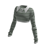 Green Striped Collar Rib Crop Top