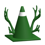 Green Traffic Cone W/ Antlers