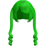 Green Twin Swirly Curls W Bangs