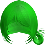 Green Wispy Messy Side Bun W Bangs