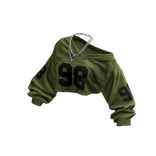 Green Y2K Off-Shoulder Cropped Jersey