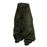 Green Y2K Tribal Baggy Jeans