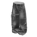 Grey Baggy Skater Cargo Pants w Straps