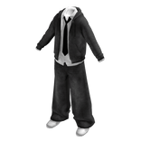 Grey Baggy Streetwear Sweater W Tie and Jeans