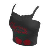 Grey Cherry Crop Top Shirt