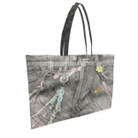 grey denim with cute chain tote bag