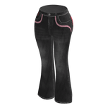 Grey Pink-Stitch Flare Jeans