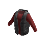 Grey Puffer Vest & Red Shirt