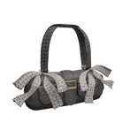 Grey ribbon buckle bag