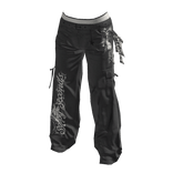 Grey&White Bandana Cargo Distressed Pants
