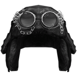 Grunge Black Ushanka With Grey Goggles
