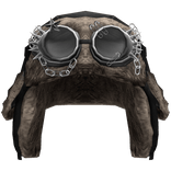Grunge Black&Birch Ushanka With Grey Goggles