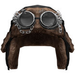 Grunge Black&Brown Ushanka With Grey Goggles