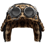 Grunge Black&Cheetah Ushanka With Grey Goggles