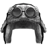 Grunge Black&White Ushanka With Grey Goggles