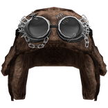 Grunge Brown Plaid Ushanka With Grey Goggles