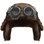 Grunge Brown Ushanka With Grey Goggles