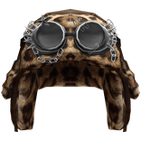 Grunge Brown&Cheetah Ushanka With Grey Goggles