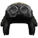 Grunge Camo Ushanka With Grey Goggles