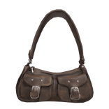Grunge Downtown Shoulder Purse Brown