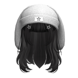 Grunge hair w/ bunny beanie in Black