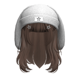 Grunge hair w/ bunny beanie in Brown