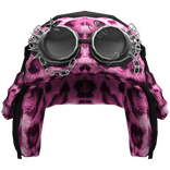 Grunge Pink Cheetah Ushanka With Grey Goggles