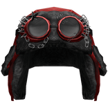 Grunge Red&Black Ushanka With Red Goggles