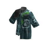 Grunge Skull Jersey w/ Necklace (Teal)